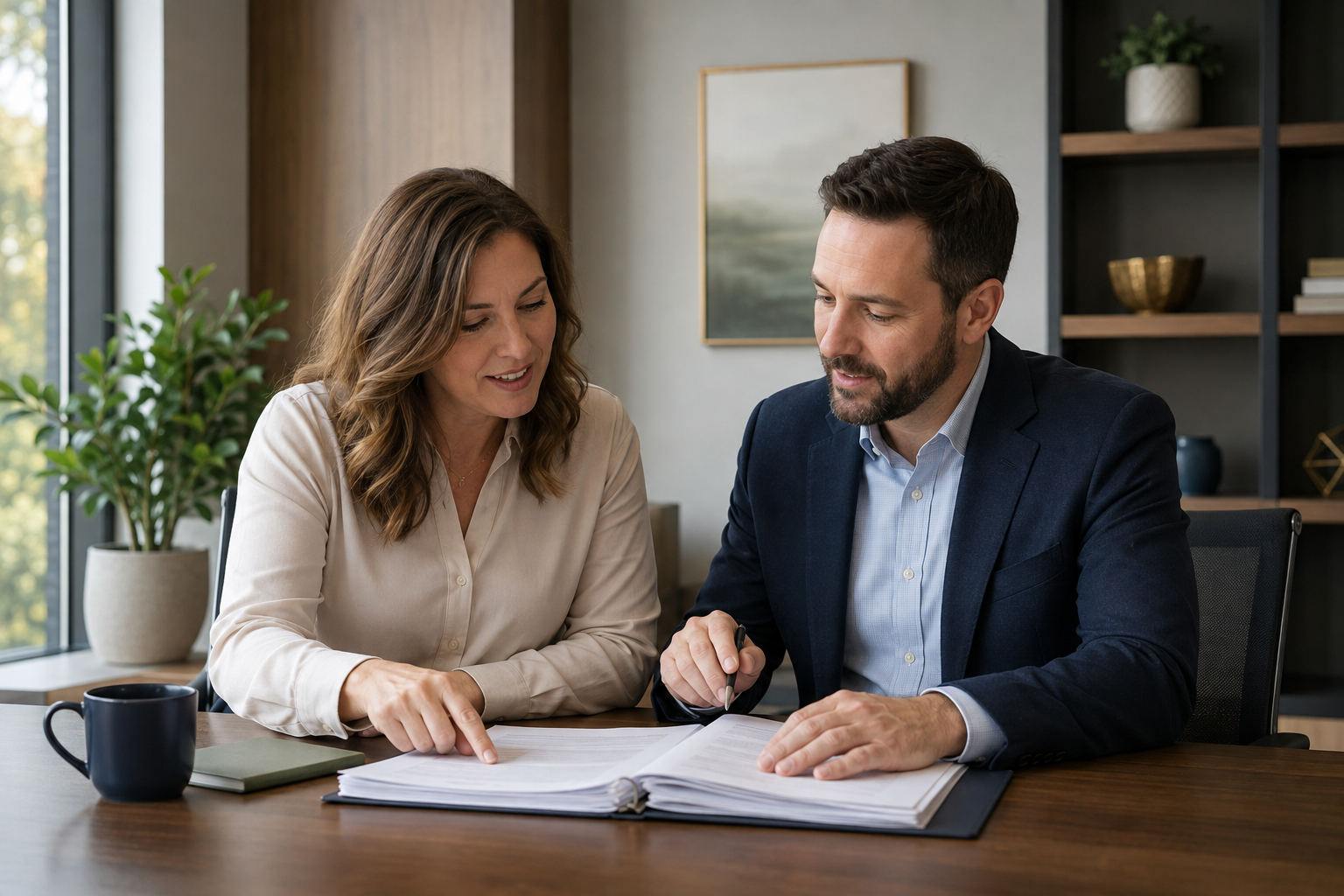 CPA and business owner reviewing professionally prepared financial statements